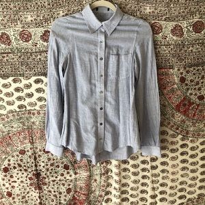 Blue and white striped button down